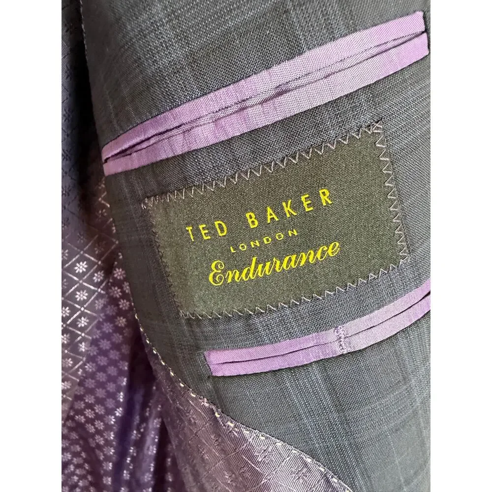 Men's Ted Baker‎ London Endurance Navy Plaid Dress Jacket Blazer Sz 40R